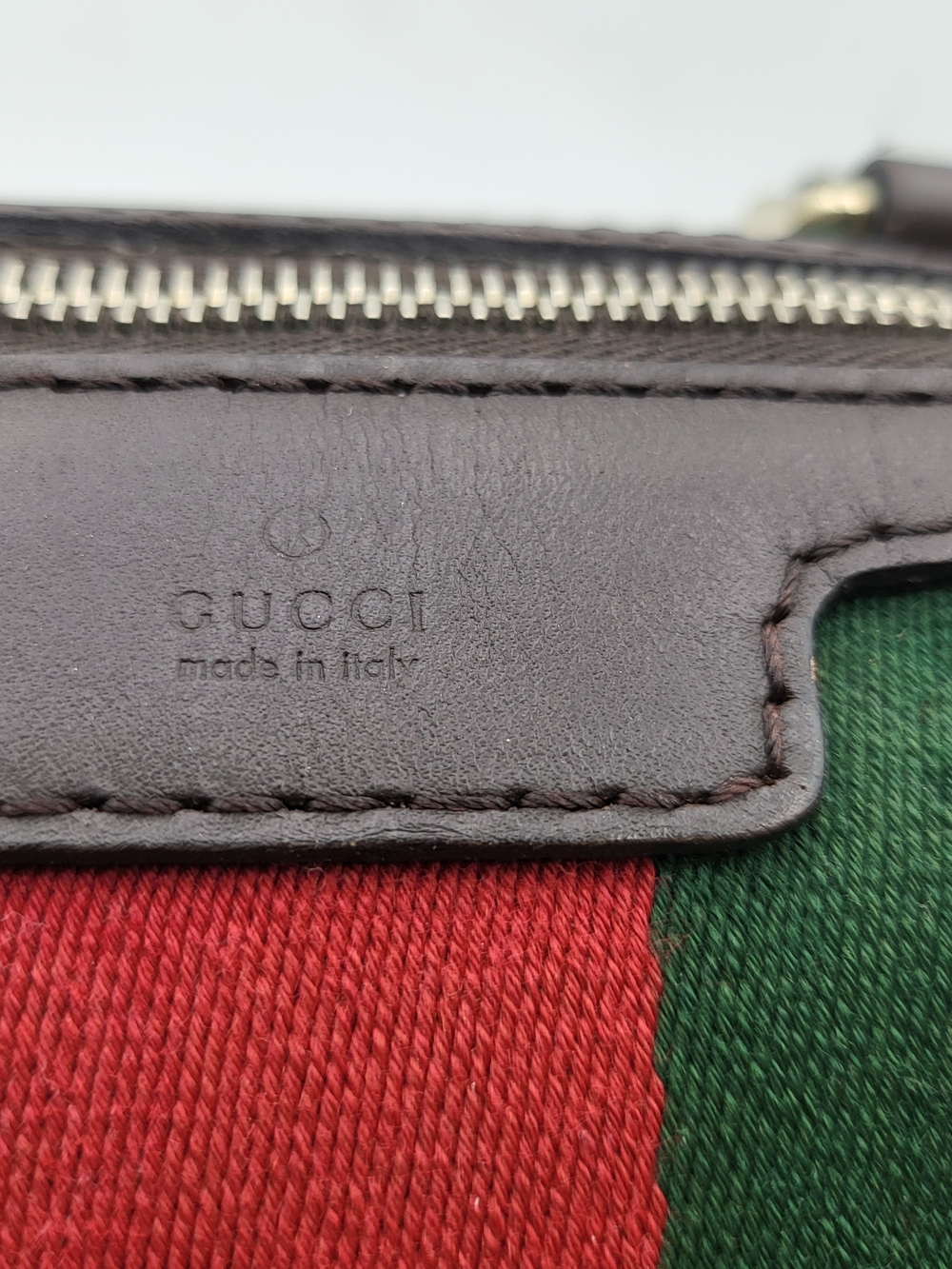 GUCCIMonogram Selleria Calfskin Vintage Web Medium Boston Brown, Auth. w/COA.. - Picture 7 of 16
